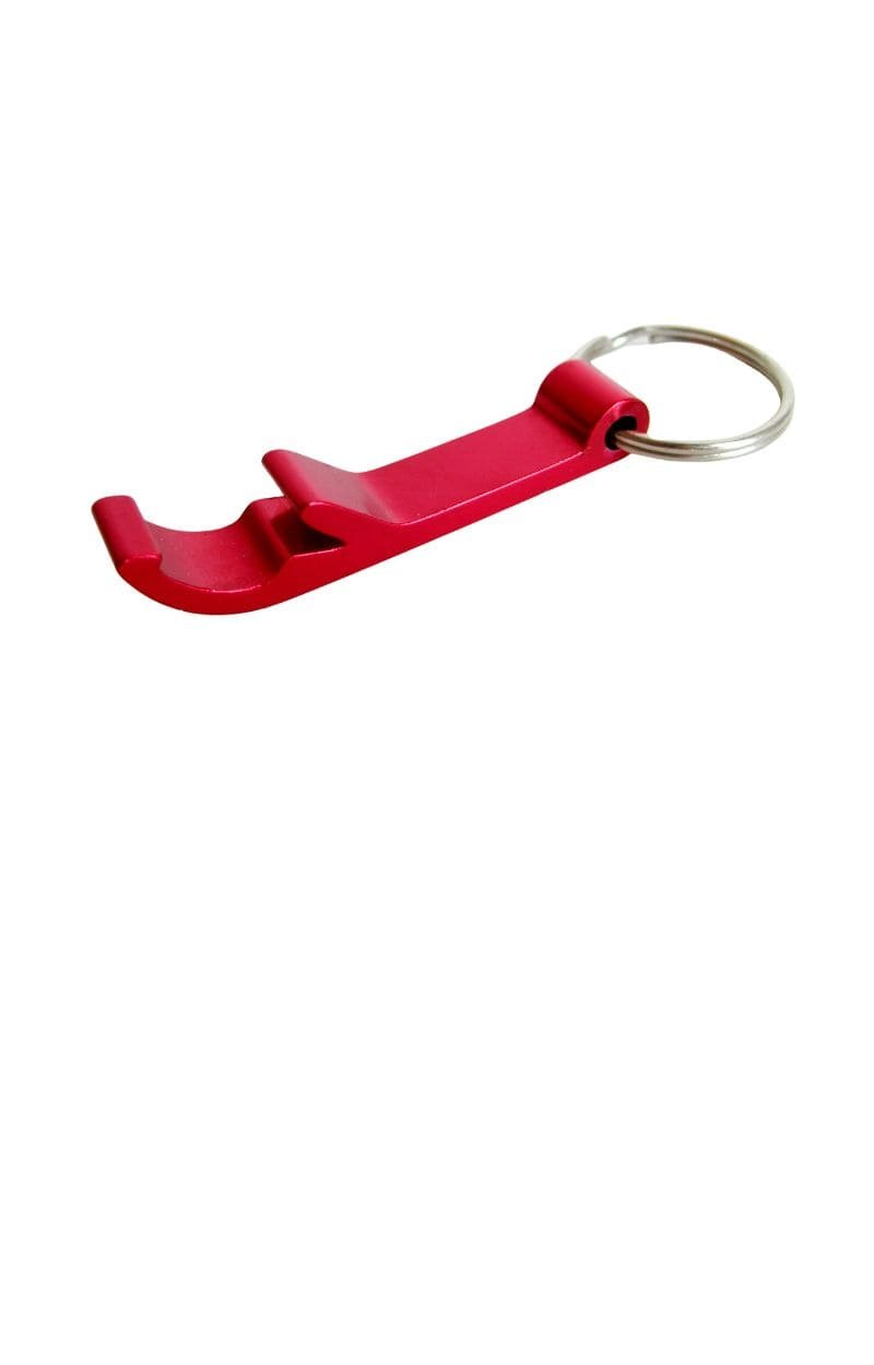 a red Keychain with bottle opener function