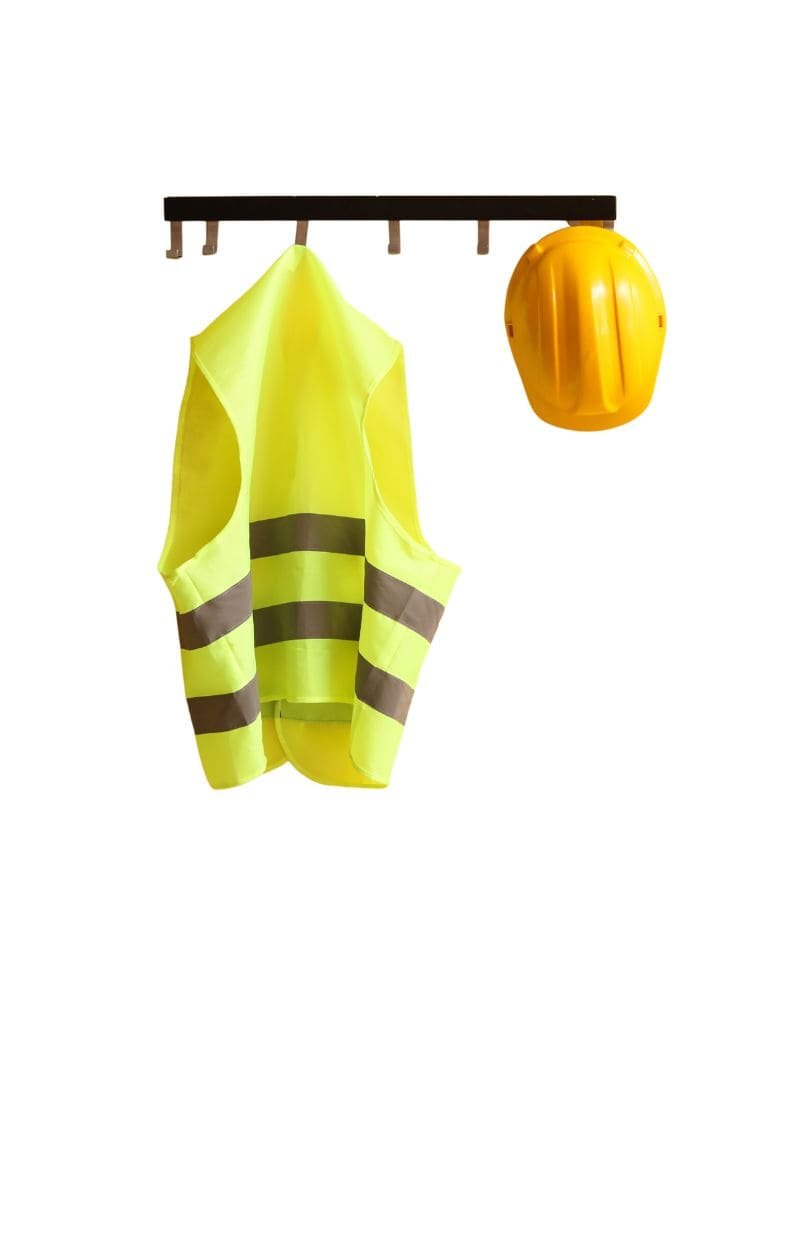 reflective vest and safety helmet