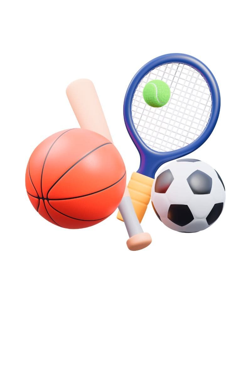 sports equipment such as basketballs, footballs, tennis balls, etc.